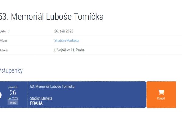 Předprodej vstupenek na Memoriál Luboše Tomíčka byl zahájen